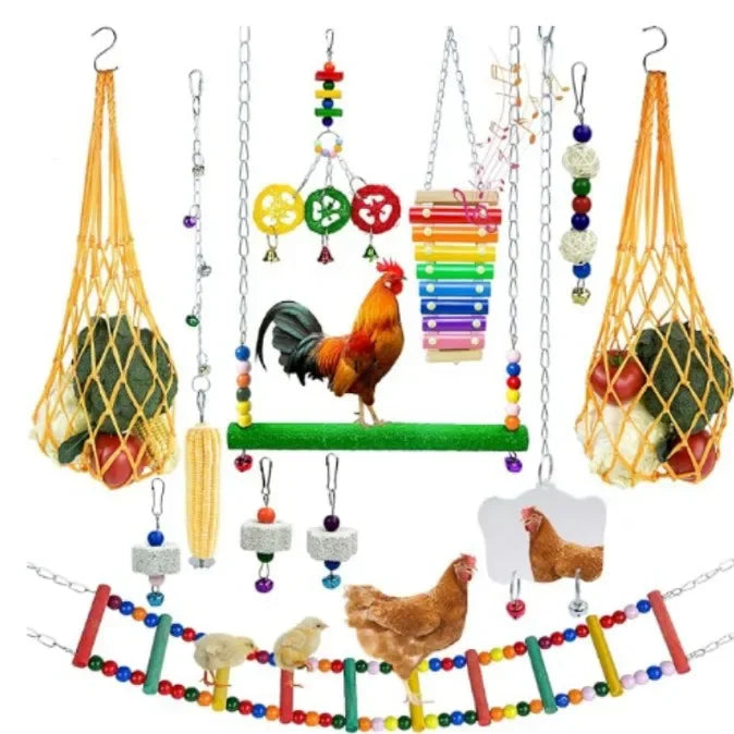 10PCS Pet Chicken Toy Set