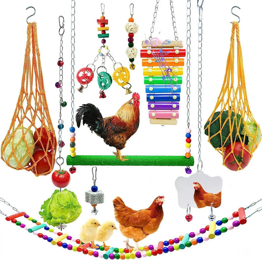 10PCS Pet Chicken Toy Set