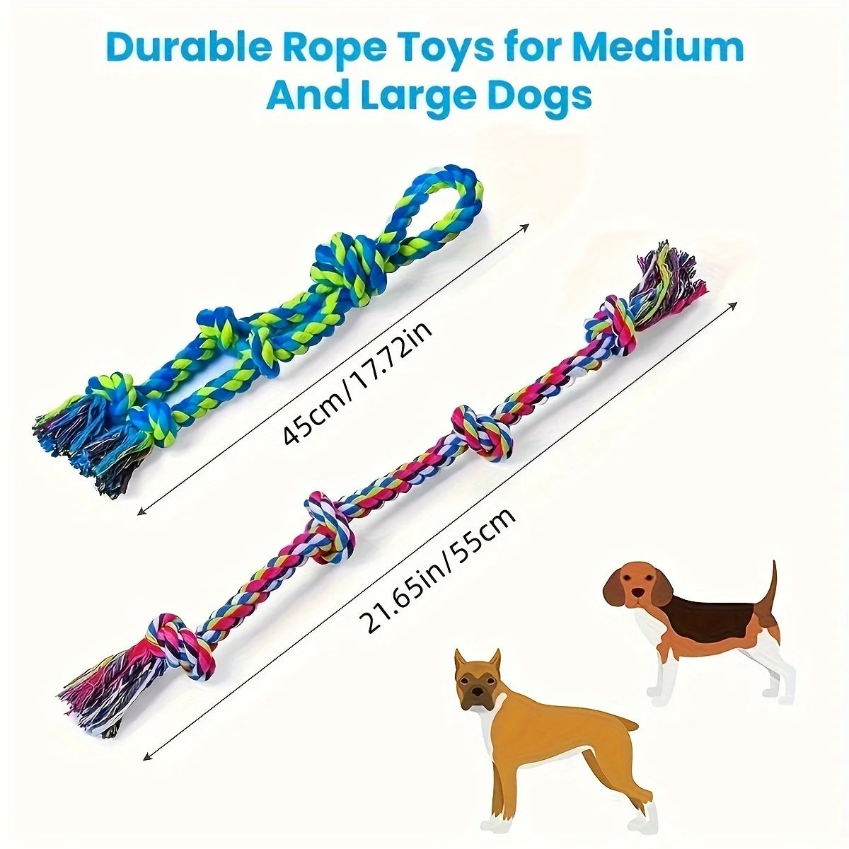 Natural cotton rope dog toy with dental flossing fibers
