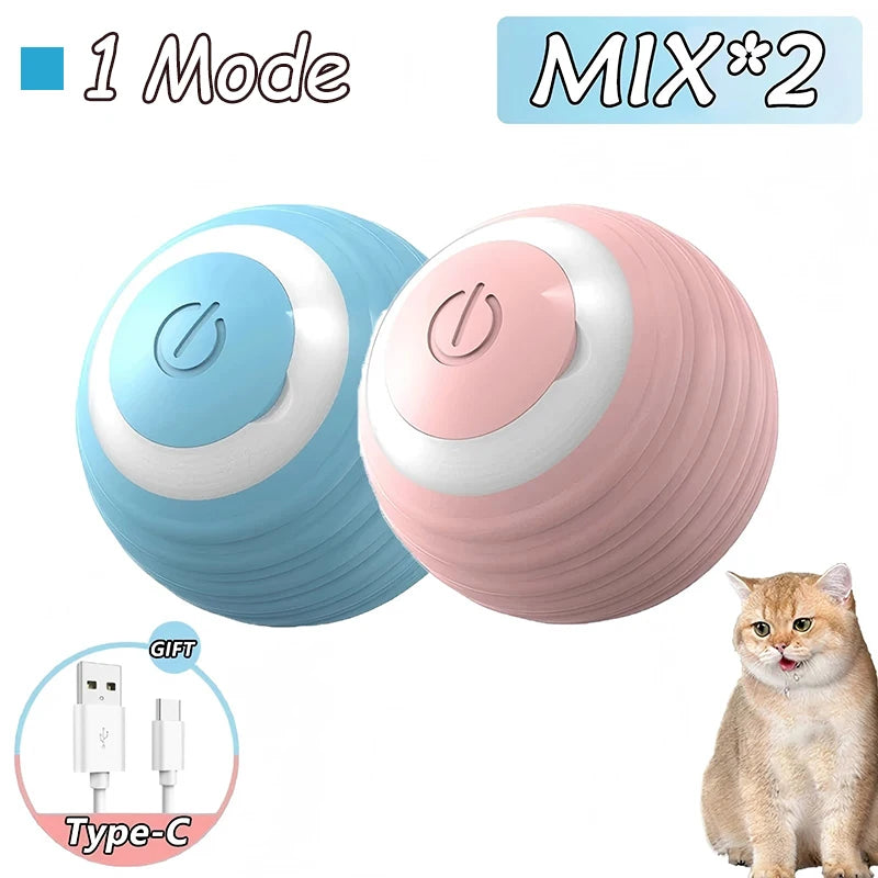 Smart interactive cat ball toy 2-pack with motion sensors and automatic rolling for indoor cats