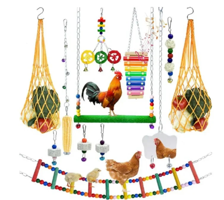 10PCS Pet Chicken Toy Set