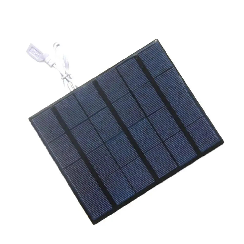 Solar panel with USB cable on a white background